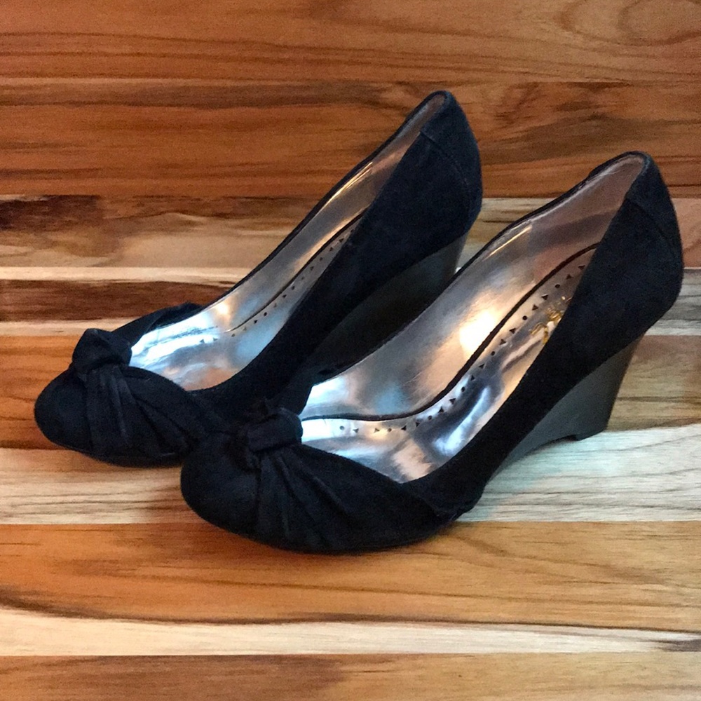 BGBG Black Suede Wedge Heels